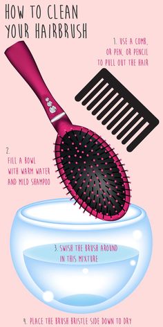 Cleaning Hair Brushes, Clean Your Hairbrush, Clean Hairbrush, Hair Brushes, Mild Shampoo, Curly Hair Care, Hair Care Routine, Hair Care Tips, Natural Hair Care