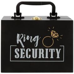 a black box with the words ring security on it and a diamond in the middle