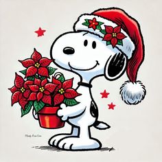 a charlie brown christmas card with poinsettis