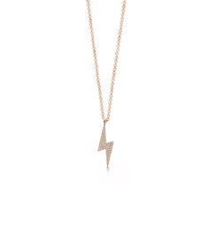 Diamond Lightning Bolt Necklace - 14K Rose Gold - Olive & Chain Fine Jewelry Symbol Of Power, Lightning Bolt Necklace, Power Symbol, Lightning Bolt, Rose Gold Necklace, Pave Diamonds, Gold Diamond, Choker, Sparkle