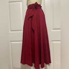 Beautiful Skirts For Women Bow Tie Wide Waistband Maxi Maxi Skirt High Waist Flared Casual Perfect For Cold Weather Brand New Missing Tag Red High-waist Skirt With Elastic Waistband, High Waist Red Skirt With Elastic Waistband, Red High Waist Skirt With Elastic Waistband, Red High Waist Skirt With Elastic Band, Red High Waist Maxi Skirt, Red Midi Skirt With Elastic Waistband, Chic Red Skirt With Elastic Waistband, Burgundy Lined Skirt, High Waist Red Lined Maxi Skirt