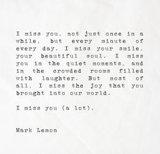 a handwritten letter from mark lenon to his mother, may you not sit at once in while but every minute or every day i miss your smile