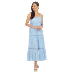 Our Tiered Ruffle Maxi Dress is designed to make you feel and look your best. The scoop neck adds a touch of sophistication, and the adjustable spaghetti straps ensure a personalized and comfortable fit. Features an exquisite lace detail, the tiered ruffle design adds depth and movement to the dress. Pair it with sandals and a sun hat for a chic daytime look or elevate it with heels and jewelry for an evening ensemble. -Care Instructions: Machine Wash Cold -Material: 95% Polyester/ 5% Spandex Product Specifications: -Adjustable Strap -Lace Detail -Tiered Ruffle Ruffle Maxi Dress, Ruffle Design, Garden Wall Art, Tiered Maxi Dress, Ruffled Maxi Dress, White Mark, Look Your Best, White Shop, Sun Hat