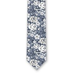 Cooper Floral (Customized) Necktie -  -  - Knotty Tie Co. Azazie Dusty Blue, Assorted Flowers, Floral Necktie, Textile Designs, Lyon France, Earl Gray, Earl Grey, Davids Bridal, Changing Seasons