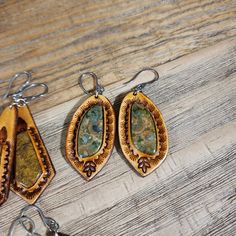 Handmade Teardrop Earthy Earrings, Handmade Earthy Teardrop Earrings, Artisan Brown Earrings With Natural Stones, Rustic Handmade Teardrop Earrings, Rustic Brown Teardrop Jewelry, Rustic Dangle Earrings, Handmade Brown Nature-inspired Earrings, Handmade Jasper Earrings As Gift, Rustic Handmade Earrings For Jewelry Making