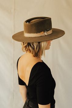 FALL TREND! Open-back sweaters and wide brim hats are the perfect holiday party outfit. Not your average fedora, but custom fit, unique design, vingtage, crystals, and luxury materials. Also, perfect for date night, special occasions, wine tasting, girls night, and holiday parties! Wide Brimmed Hats For Women, Luxury Materials, Fall Trend, Hat Display, Wide Brim Hats, Brim Hats, Wide Brim Fedora, Holiday Party Outfit, Heritage Collection