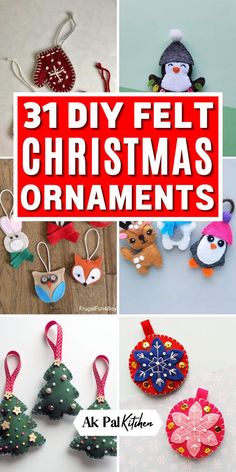 Elevate your Christmas decorations with charming easy DIY felt Christmas ornaments for Christmas tree decorations. Explore our collection of handmade, DIY Christmas crafts that bring festive cheer to your tree. From cute and personalized designs to rustic and vintage-inspired Christmas tree ornaments, these easy felt ornament patterns make perfect holiday gifts. Get creative with unique, kid-friendly felt Christmas tree decorations and add a touch of Scandinavian whimsy to your holiday decor. Make Your Own Xmas Decorations, Making Felt Christmas Ornaments, Felt Xmas Tree Ornaments, Felt Xmas Decorations To Make, Easy Sew Ornaments For Kids, Diy Christmas Ornaments Vintage, Easy Felt Ornaments For Kids, Felt Crafts Christmas Sewing Patterns