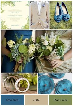 the color scheme is blue, green, and white for this bride's wedding