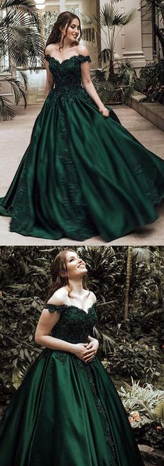 Slytherin Dress, Green Gowns, Dark Green Prom Dress, Dark Green Prom Dresses, Emerald Green Prom Dress, Off Shoulder Ball Gown, Green Evening Dress, Junior Prom, Green Prom