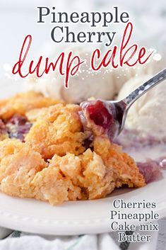 the cover of pineapple cherry dump cake