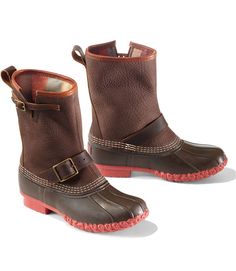 Women's Bean Boots, 10" Engineer Buckle Flannel-Lined | L.L.Bean Boots at L.L.Bean Curated Closet, Engineer Boots, Unique Fits, Rubber Boot, Bean Boots, Leather Pulls, Nubuck Leather, Ll Bean, Cotton Flannel