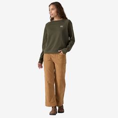 Your go-to, cozy crewneck sweatshirt built of 100% Regenerative Organic Certified® cotton French terry for casual, everyday wearing. Made in a Fair Trade Certified™ factory. - Beeswax Tan Essential Sweatshirt, Brand Collection, Womens Fleece, Women Trends, Patagonia Womens, Casual Everyday, Denim Pant, Tight Leggings, Sweater Jacket