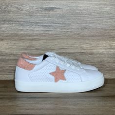 New- Steve Madden Stared Ny90 White & Pink Sneaker - Size: 6.5 - Condition: New Without Box-Only Signs Of Wear Are From Store Fitting - Textile & Synthetic Upper, Rubber Outsole - Sherpa Star - Fabric Lining - Soft Padded Sherpa Collar Trendy White Platform Sneakers With Perforations, Casual Pink Platform Sneakers With Perforated Toe Box, Pink Slip-on Sneakers With Perforations, Trendy Pink Sneakers With Textured Sole, Pink Perforated Sneakers For Spring, Pink Synthetic Sneakers With Speckled Midsole, Pink Sneakers With Speckled Midsole, Steve Madden Platform Sneakers, Black Wedge Sneakers