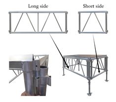 three different types of tables with metal supports