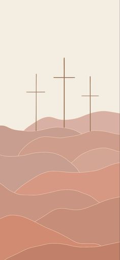 three crosses on top of a hill in the desert