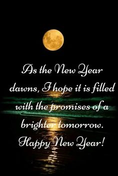 a full moon and some water with the words happy new year