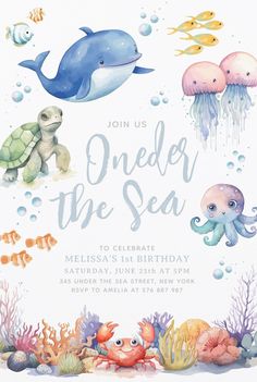 an ocean themed birthday party with marine animals