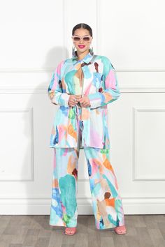 Brighten up your wardrobe with Luxe Moda's LM321 2-Piece Print Top and Pant Set. With its vibrant pattern and comfortable design, this set is ideal for any event. Showcase your distinctive style with this essential addition. Top And Pants Set, Top Pants Set, Pant Set, Print Top, Print Tops, Suits For Women, Casual Chic, Pants Set, Multi Color