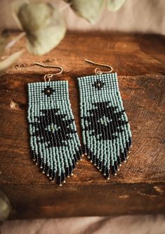 Beaded Handwoven Tribal Fringe Earrings - Mango + Main Antler Earrings, Beaded Earrings Diy, Brick Stitch Earrings, Color Ways, Earring Cards, Miyuki Beads, Beaded Fringe, Seed Bead Earrings, Seed Bead Jewelry