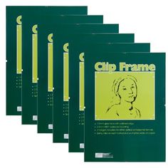 five green book covers with an image of a woman's face on the front