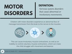 Motor disorders, like #cerebralpalsy, are characterized by an abnormal flow of message transmissions from the brain to the nerves to the muscles. So what does it mean when the #doctor diagnoses your #child with a motor disorder? Proposal Presentation, Umbrella Term, Presentation Ideas, Muscle Contraction, Muscle Body, Neurological Disorders, Brain Damage, Gross Motor Skills, The Doctor