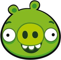 a green angry pig sticker with big eyes