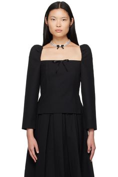 Shushu/Tong: Black Square Neck Blouse | SSENSE 2023 Wishlist, Shushu Tong, Square Neck Blouse, Black Square, Feminine Style, Modern Woman, Puff Sleeves, Square Neck, Style Icons