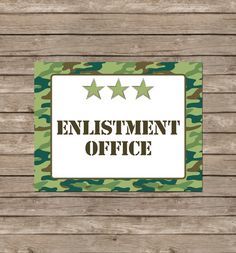 a sign that says,'establishment office'on it with three stars in the middle