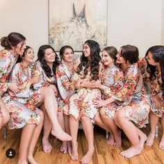 "Give your bridesmaids an unforgettable gift that they will cherish for years to come! Our satin floral robes are hand-sewn beautifully to make getting ready for the wedding ceremony memorable. For a personalized touch to your floral robe, add embroidery and choose from 16 different color options. Your bridesmaids will love these soft and delicate robes and will always have a beautiful keepsake that they are sure to cherish for many years.   This listing you can choose the robe with or without embroidery  and also can choose 5 different sizes. \" Bridesmaid Tag\" is not included.  Robe Description - Kimono Style -Lightweight Polyester Satin -Matching sash and inside adjustment belt included -16 different color; Ivory, Rose Pink, Mint, Light blue, Turquoise, Hot pink, Purple, Black , Navy B Bridesmaids Floral, Satin Bridesmaids, Floral Bridesmaids, Robes Satin, Legs Mehndi, Silk Bridesmaid Robes, Flower Girl Robes, Satin Bridesmaids Robes, Bridesmaids Robes