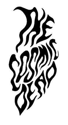 a black and white drawing of the word fire on a white background with flames coming out of it