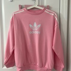 Brand New Condition With Tag Size M For 11-12y Kid Casual Pink Sweatshirt With Logo Print, Pink Casual School Sweatshirt, Casual Pink Sweatshirt For School, Casual Spring Sweatshirt With Three Stripes, Pink Winter School Top, Pink Winter Tops For School, Winter Pink Tops For School, Adidas Casual Sweatshirt For Spring, Adidas Casual Spring Sweatshirt