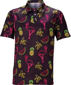 Hawaii 3d Printed Polo Shirt Affordable Fitted Graphic Print Polo Shirt, Cheap Green T-shirt For Playwear, Flamingo Shirt, Team Apparel, Range Of Motion, Golf Polo, Moisture Wicking Fabric, Cool Shirts, Quick Dry