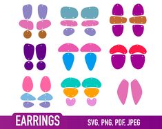 an image of different shapes and colors for the earring cliparts svg file