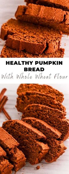 healthy pumpkin bread with whole wheat flour