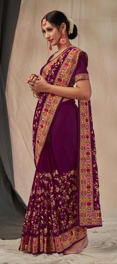 Purple and Violet color Saree in Georgette fabric with Embroidered, Resham, Stone, Zari work Party Wear Saree, Violet Color, Zari Work, Wear Saree, Georgette Fabric, Party Wear Sarees, Blouse Length, Super Sale, Petticoat