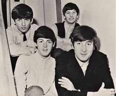 an old black and white photo of the beatles