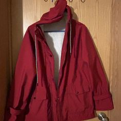 New Never Worn Xxl Jacket With Sherpa Lining Oversized Weatherproof Long Sleeve Outerwear, Oversized Weatherproof Casual Outerwear, Casual Oversized Weatherproof Outerwear, Red Winter Raincoat, Red Long Sleeve Raincoat For Winter, Red Weatherproof Long Sleeve Outerwear, Red Weatherproof Outerwear For Fall, Snow Jacket, Jackets & Coats