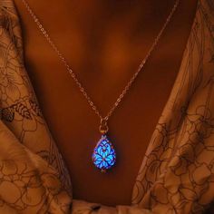 Glow-in-The-Dark Hollow Blue Pendant Chain – Next Deal Shop Steampunk Pendant, Glowing Necklace, Pendants Necklace, Choker Pendant, Magical Jewelry, Blue Pendant, Silver Lockets, Fantasy Jewelry, Live Events