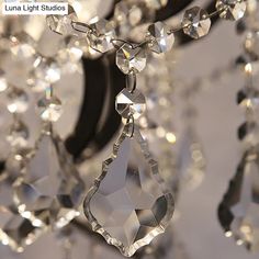 a crystal chandelier hanging from the ceiling