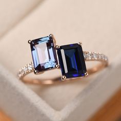 Rectangle Sapphire Ring, September Birthstone Ring, Mothers Ring, Ring Emerald Cut, September Birthstone Rings, Alexandrite Engagement Ring, Mother Rings, Ring Emerald, Dream Engagement Rings