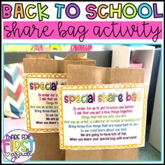 back to school share bag activity for kids with free printables on the bags