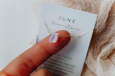 June Birthstone Necklace, Necklace, - Wander + Lust Jewelry Birth Stone Jewelry, Diamond Necklace Gift, Hand Embroidered Necklace, April Birthstone Necklace, Real Diamond Necklace, Dainty Diamond Necklace, Embroidered Necklace, June Birthday, Necklace Birthstone