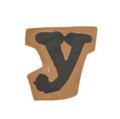 the letter v is made out of cardboard and has a black silhouette on it's side