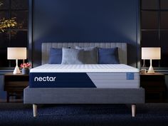 the nectar mattress is made up and ready to be used as a night stand or bed