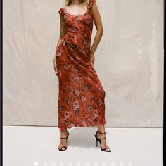 Beautiful Sheer Red Dress, Needs A Slip Under Never Worn Nwot Realisation Par, Frill Sleeves, Blue Paisley, U Neck, City Chic, Floral Maxi, Stunning Dresses, Floral Printed, Floral Maxi Dress