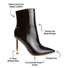 Keep it simple but make a statement with the Rorie bootie by Journee Collection. These booties feature a sky-high stiletto heel and a super stylish pointed toe. Soft vegan leather with an inside zipper makes them easy to pull on, and a 4 mm Tru Comfort Foam footbed makes them a breeze to walk in. | Journee Collection Women's Rorie Booties, 12M Fall Heeled Boots For Night Out With 4-inch Heel, Chic Ankle-high Platform Boots With 4-inch Heel, Sleek Boots With 4-inch Heel For Night Out, Chic High Ankle Platform Boots, Trendy Evening Boots With Reinforced Heel, Trendy Boots With 4-inch Heel For Night Out, Trendy Fitted Heeled Boots With 4-inch Heel, Fitted Heeled Boots With Wrapped Heel For Fall, Trendy Medium Width Heeled Boots With 4-inch Heel