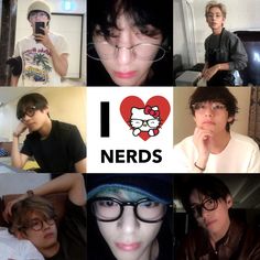 the collage shows many different people with glasses