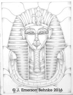 "King Tut Stained Glass Pattern 2 prints 18\" x 24\"" King Tut Tattoo, Pharaoh Tattoo, Egypt Tattoo Design, Egyptian Drawings, Egyptian Tattoo Sleeve, Egypt Tattoo, Egyptian Design, Sketch Note, Ancient Egypt Art