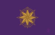 a golden star on a purple background