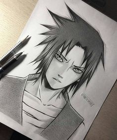 a pencil drawing of an anime character